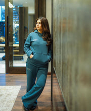 Steel Blue Hoodie with Wide Leg Pants