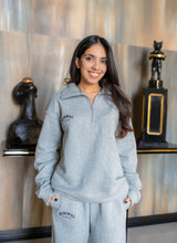 Light Grey Half Zipper with Wide Leg Pants