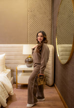 Mocha Cropped Zipper with Wide Leg Pants