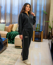 Black Cropped Zipper with Wide Leg Pants