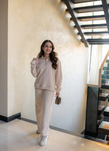Eggshell White Half Zipper with Wide Leg Pants