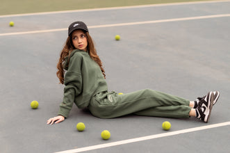 Army Green Cropped Hoodie with Sweatpants