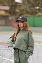 Army Green Cropped Hoodie with Sweatpants