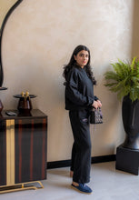Black Cropped Hoodie with Wide Leg Pants