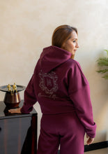 Plum Cropped Hoodie with Wide Leg Pants