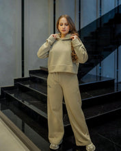 Ivory Cropped Hoodie with Wide Leg Pants