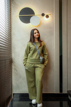 Olive Green Sweatshirt with Wide Leg Pants