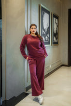 Plum Sweatshirt with Wide Leg Pants