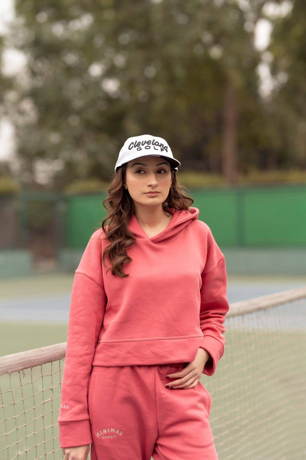 Rouge Pink Cropped Hoodie with Sweatpants