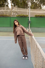 Mocha Cropped Hoodie with Sweatpants