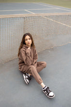 Mocha Cropped Hoodie with Sweatpants