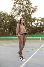 Mocha Cropped Hoodie with Sweatpants